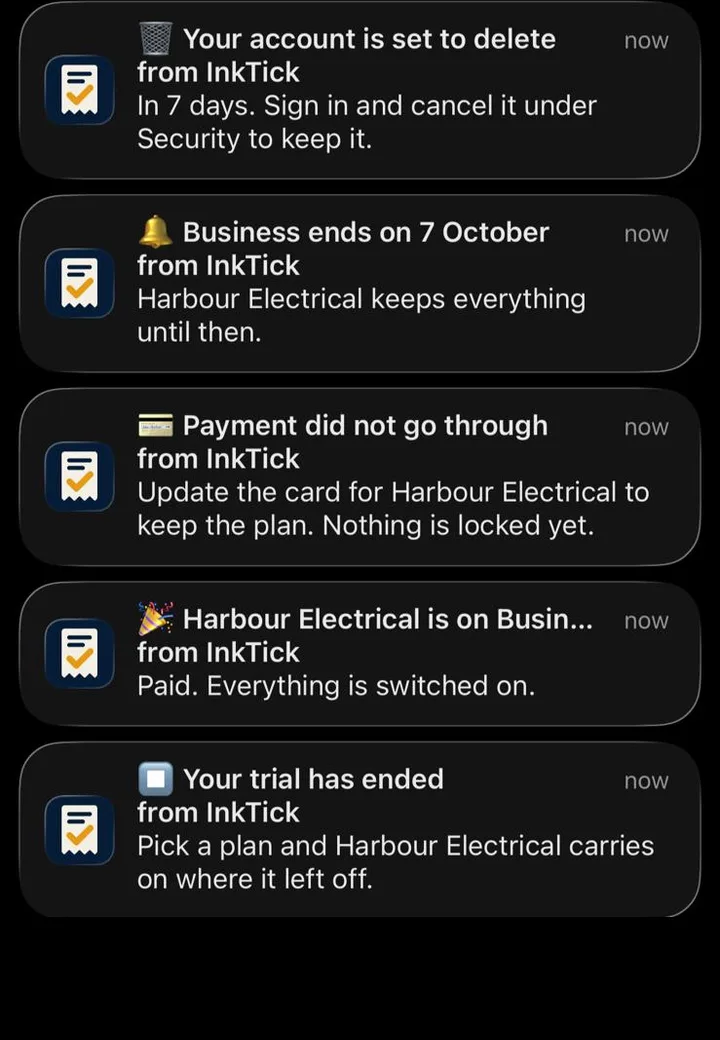 InkTick notifications on an iPhone lock screen
