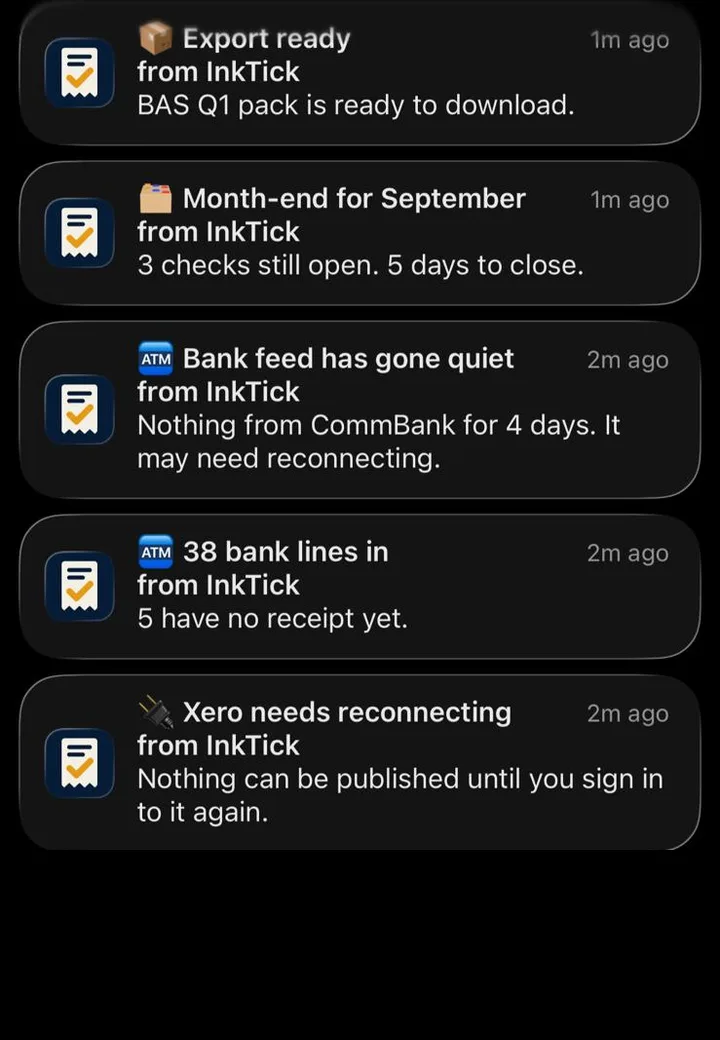 InkTick notifications on an iPhone lock screen