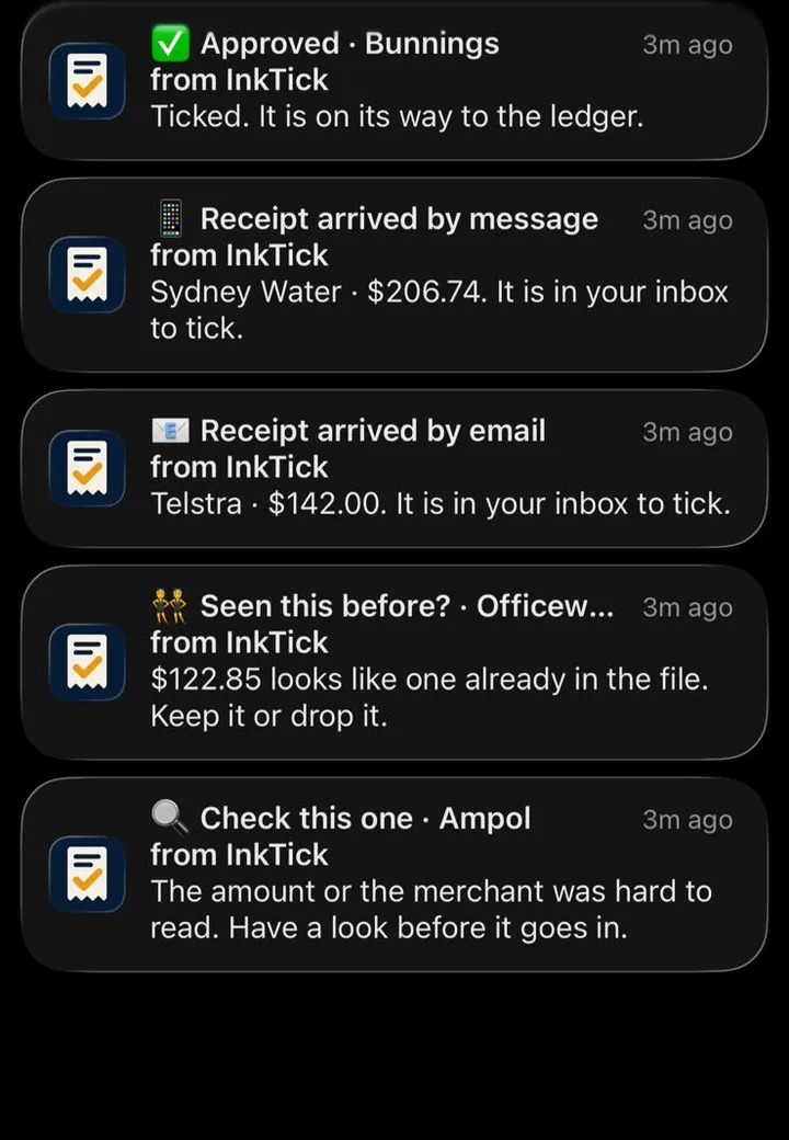 InkTick notifications on an iPhone lock screen