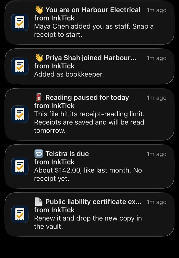 InkTick notifications on an iPhone lock screen